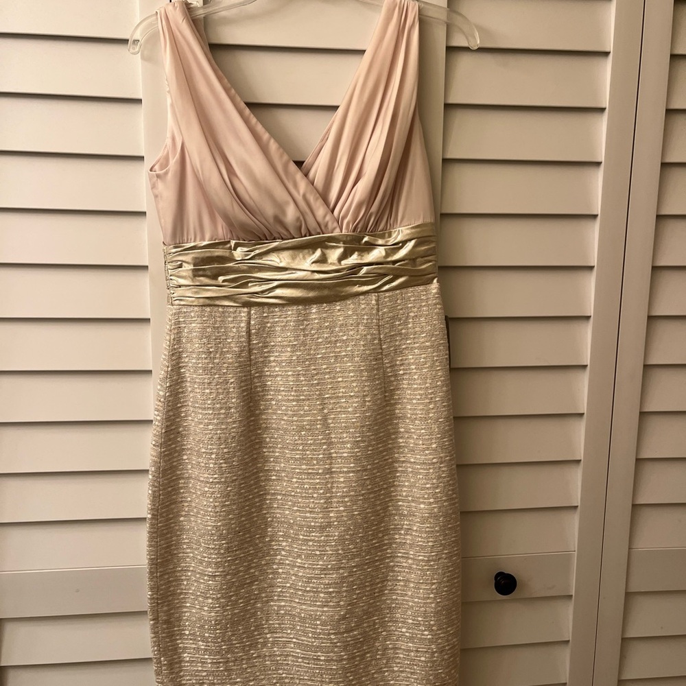 Kay Unger Gold and Cream Midi Dress